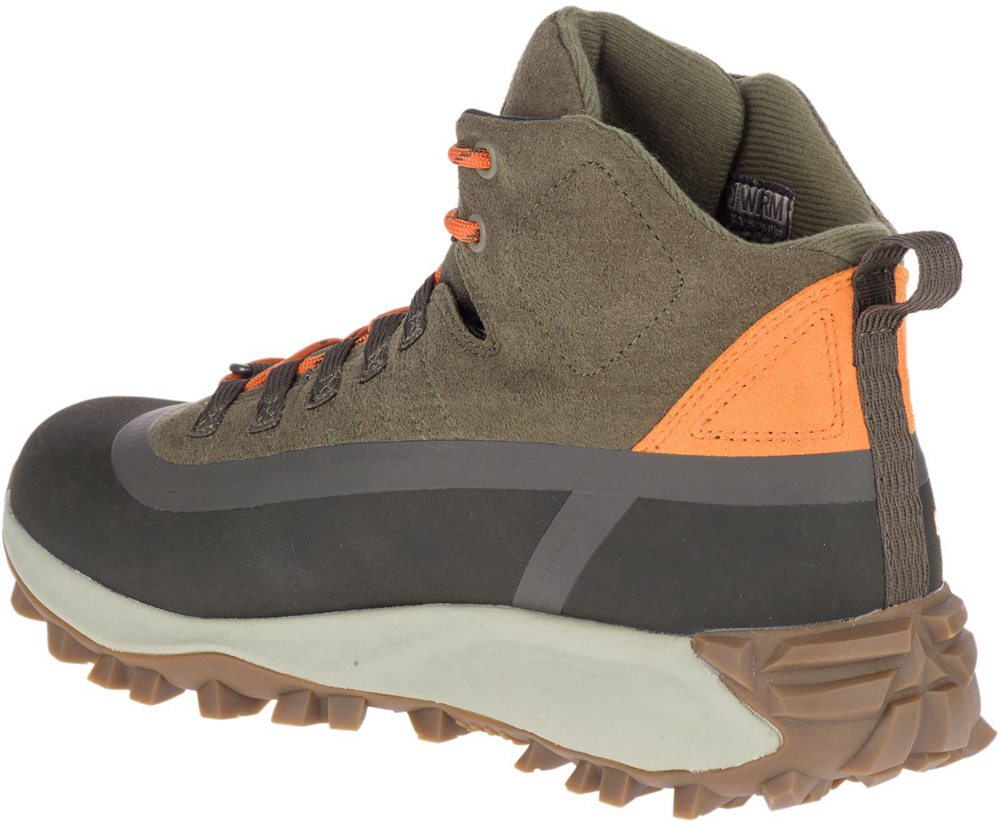 Kozaki Merrell Męskie Oliwkowe - Thermo Snowdrift Mid Shell Waterproof - 401938-OHB